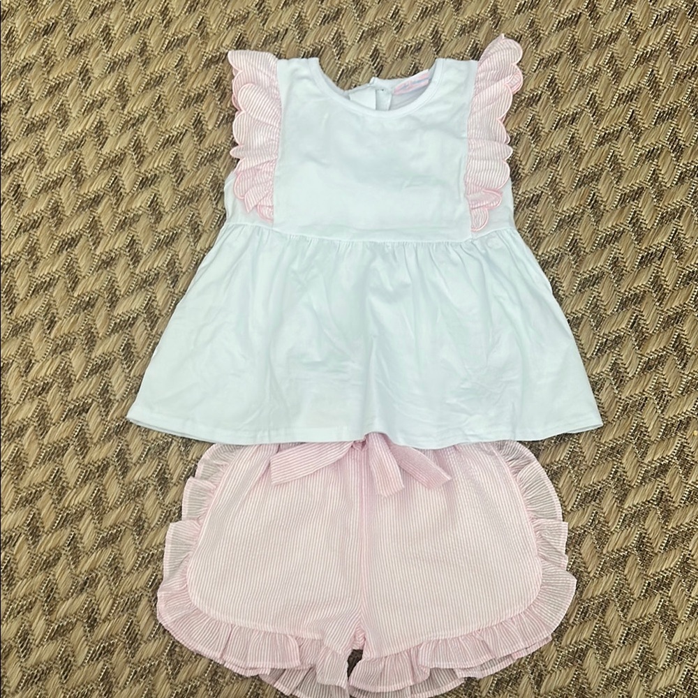 Pink and White Ruffled Kids Outfit